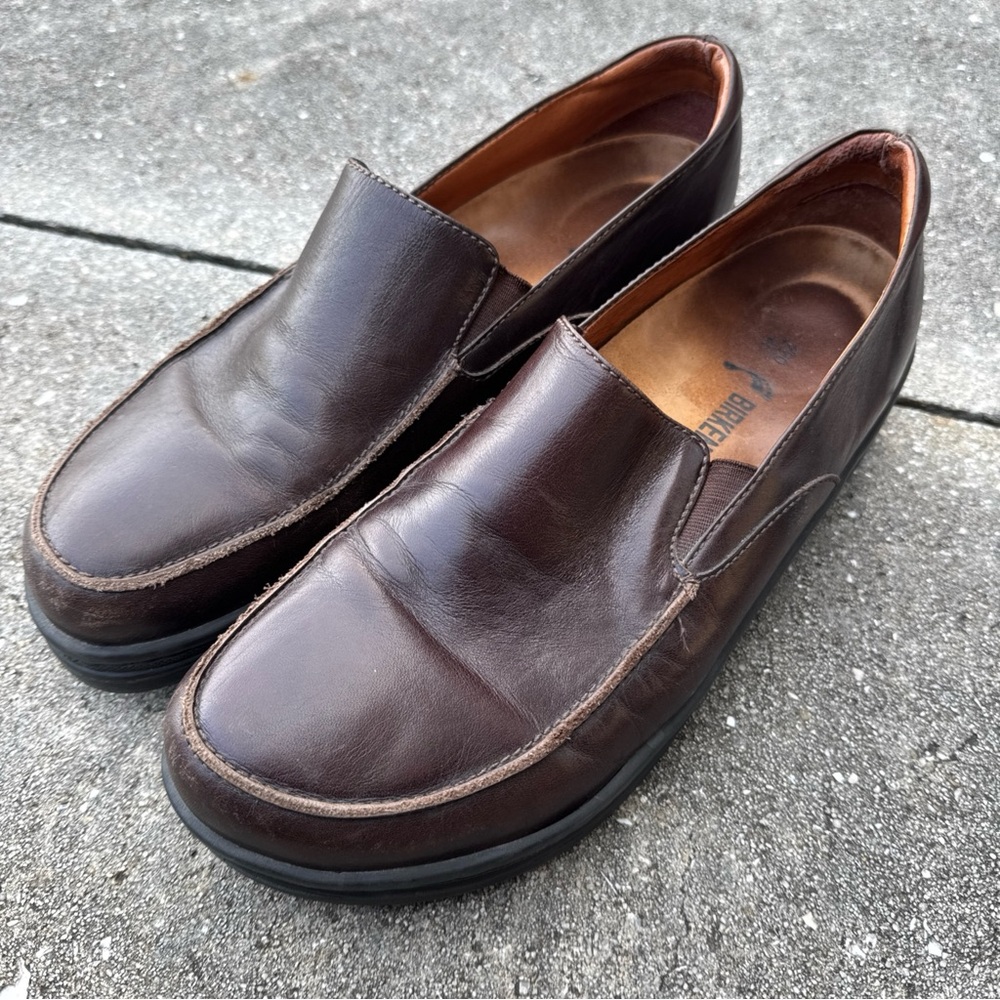Birkenstock Men’s Brown Leather Loafers Footprints 45 US 11 Made In Portugal